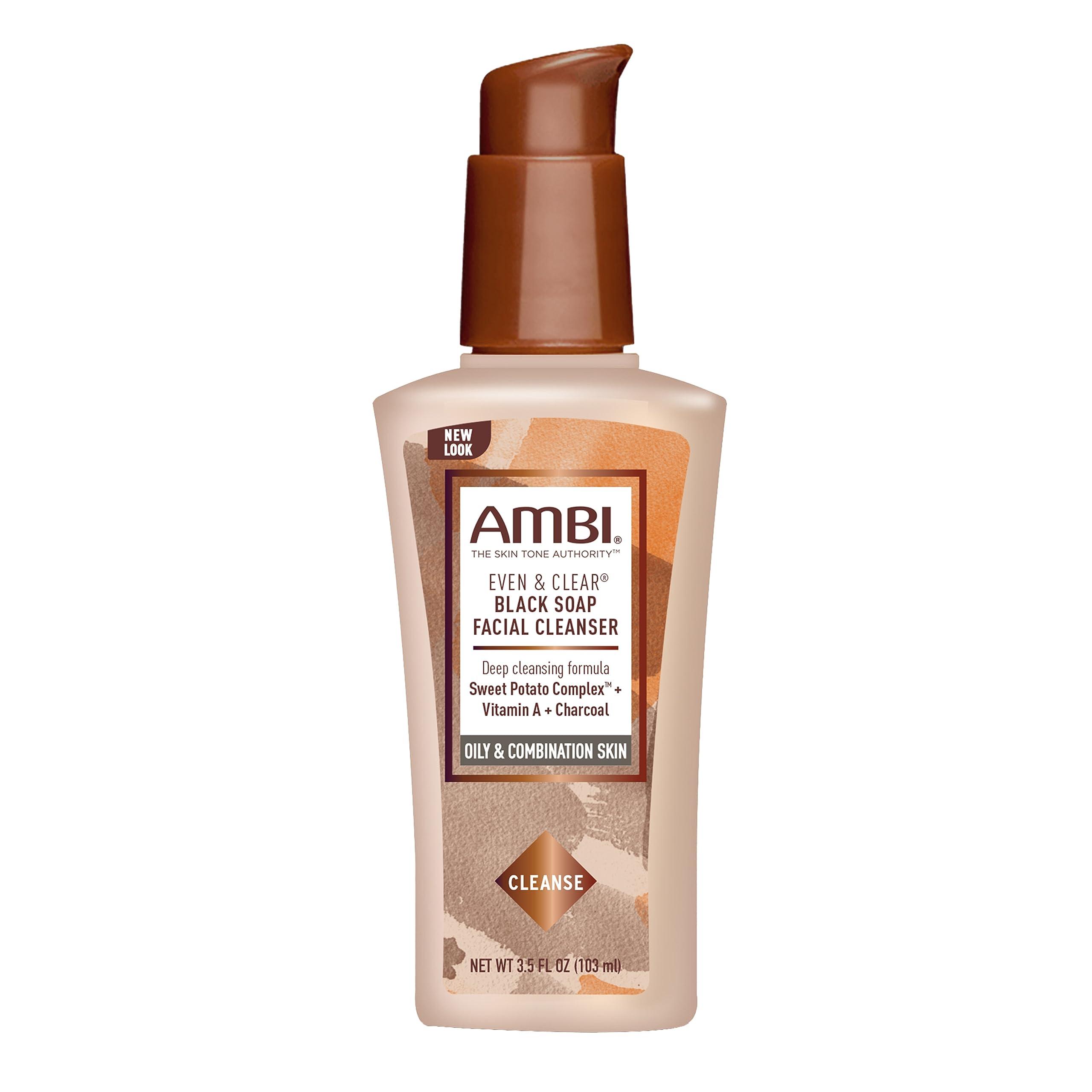 Ambi Ambi Even & Clear Charcoal Black Soap Facial Cleanser & Cocoa Butter Cleansing Bar | Helps Even Skin Tone & Moisturize | 3.5 Ounce Each