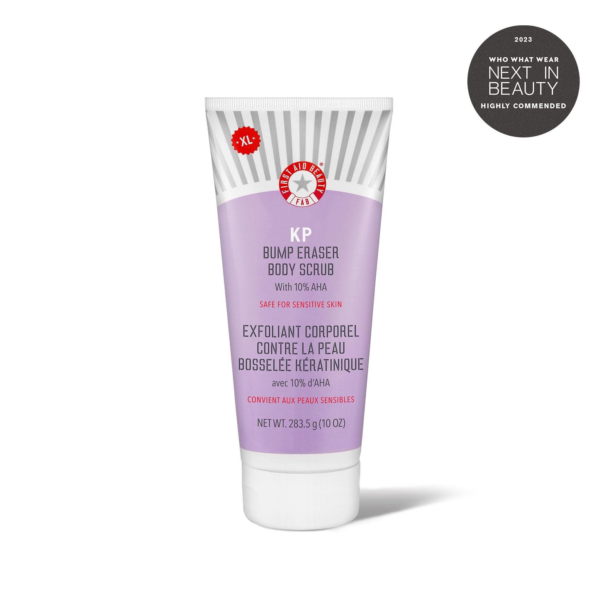 First Aid Beauty First Aid Beauty - KP Bump Eraser Body Scrub with 10% AHA, Keratosis Pilaris Skin Exfoliater with Glycolic and Lactic acids, Helps Reduce Chicken Skin Bumps, Safe for Sensitive Skin, 10 oz