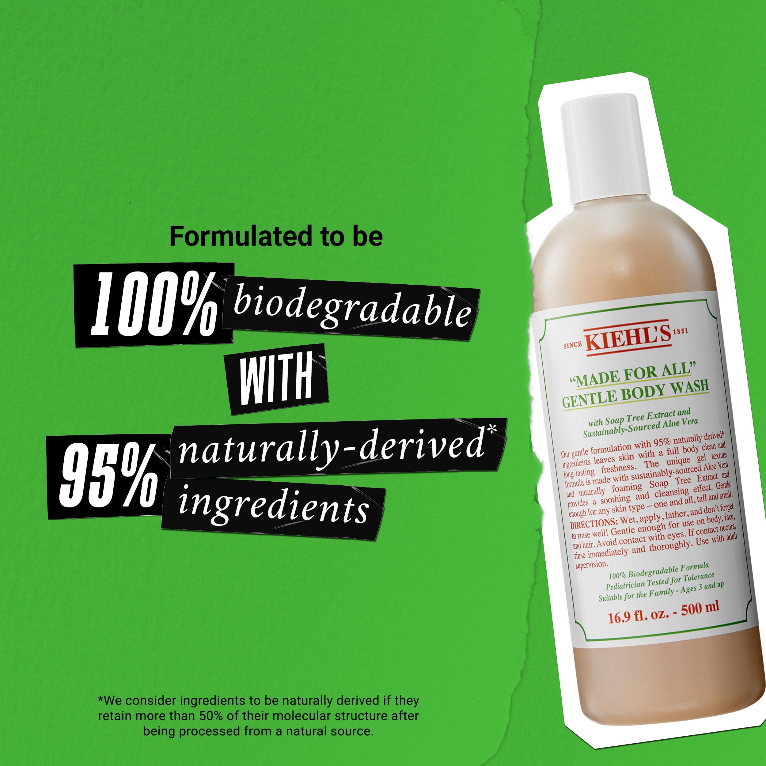 Kiehl's Kiehl\'s Made for All Gentle Body Cleanser, Shower Gel for Body & Hair, with Aloe Vera & Soap Tree Extract, Suitable for Family, All Skin Types, Dermatologist-tested, Pediatrician-tested - 16.9 fl oz