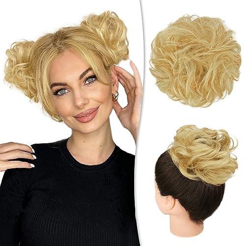 RUWISS RUWISS Messy Bun Hair Piece 100% Human Hair Messy Rose Bun Hair Buns Hair Piece for Women Real Hair Scrunchies Updo Hair Pieces Bun Extension Ponytail Messy Hair Bun (Golden Blonde)