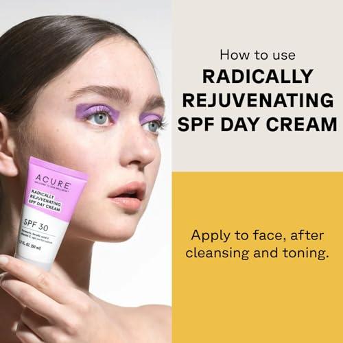 Acure Acure Radically Rejuvenating SPF 30 Day Cream - Anti-Aging Sun Protection with Turmeric, Ferulic Acid & Vitamin C - Antioxidant Support, Calms and Soothes Skin - 100% Vegan - 1.7 Fl Oz, Scented
