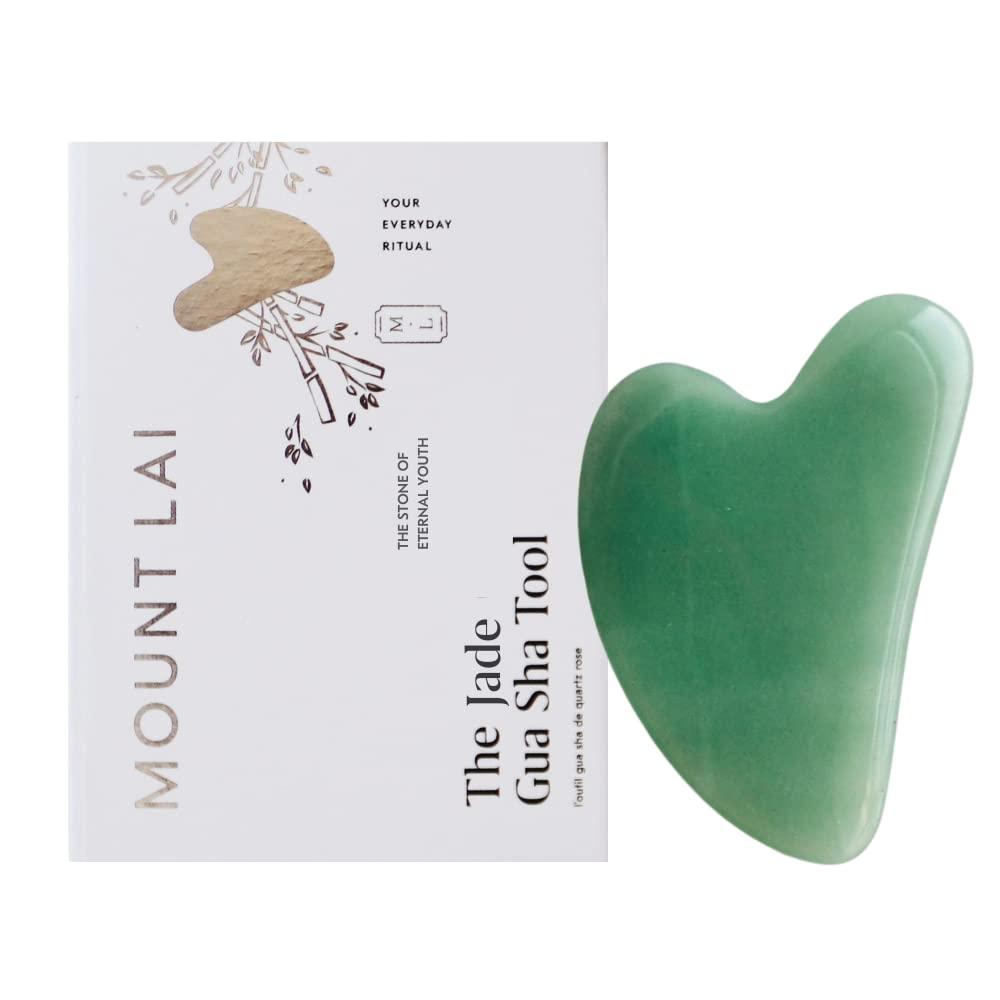 Mount Lai Mount Lai Jade Gua Sha Facial Tools, Face Sculpting Skin Care Guasha Tool for Face and Body, Self Care Facial Massager to Relieve Muscle Tension and Reduce Puffiness