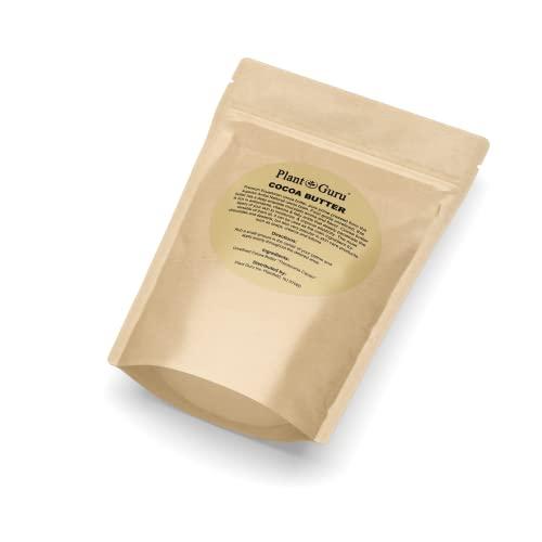Plant Guru Raw Cocoa Butter 1 lb. Bar - 100% Pure Natural Unrefined FOOD GRADE Arriba Nacional Cacao Bean, Great For Chocolate Making, Soap, Lip Balm and Moisturizer For DIY Body Butters
