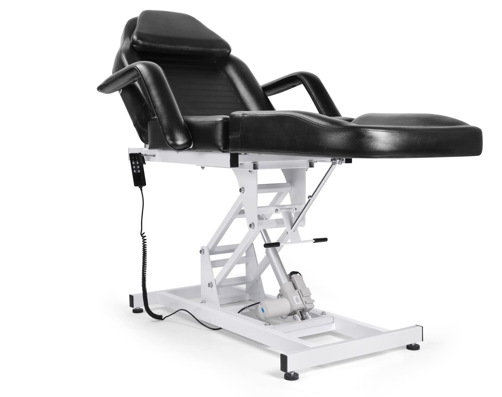 Beautymega Beautymega Black Electric Beauty Bed Spa Styling Salon Beauty Chairs Massage Hydraulic Pump Cutting Chairs Reclining All Purpose Tattoo Equipment
