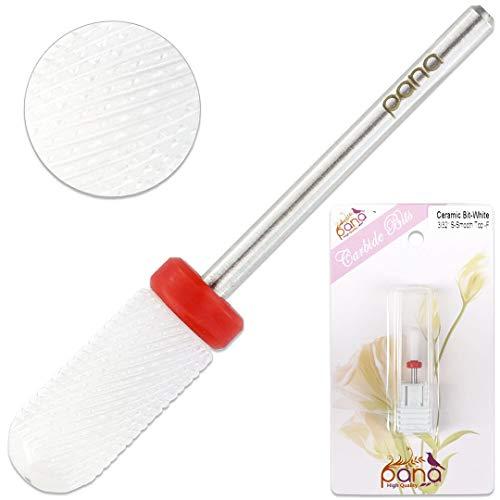 PANA PANA 3/32" Professional Smooth Top Small Barrel White Ceramic Bit - Nail Drill Bit for Dremel Machine (Fine - Small Barrel)