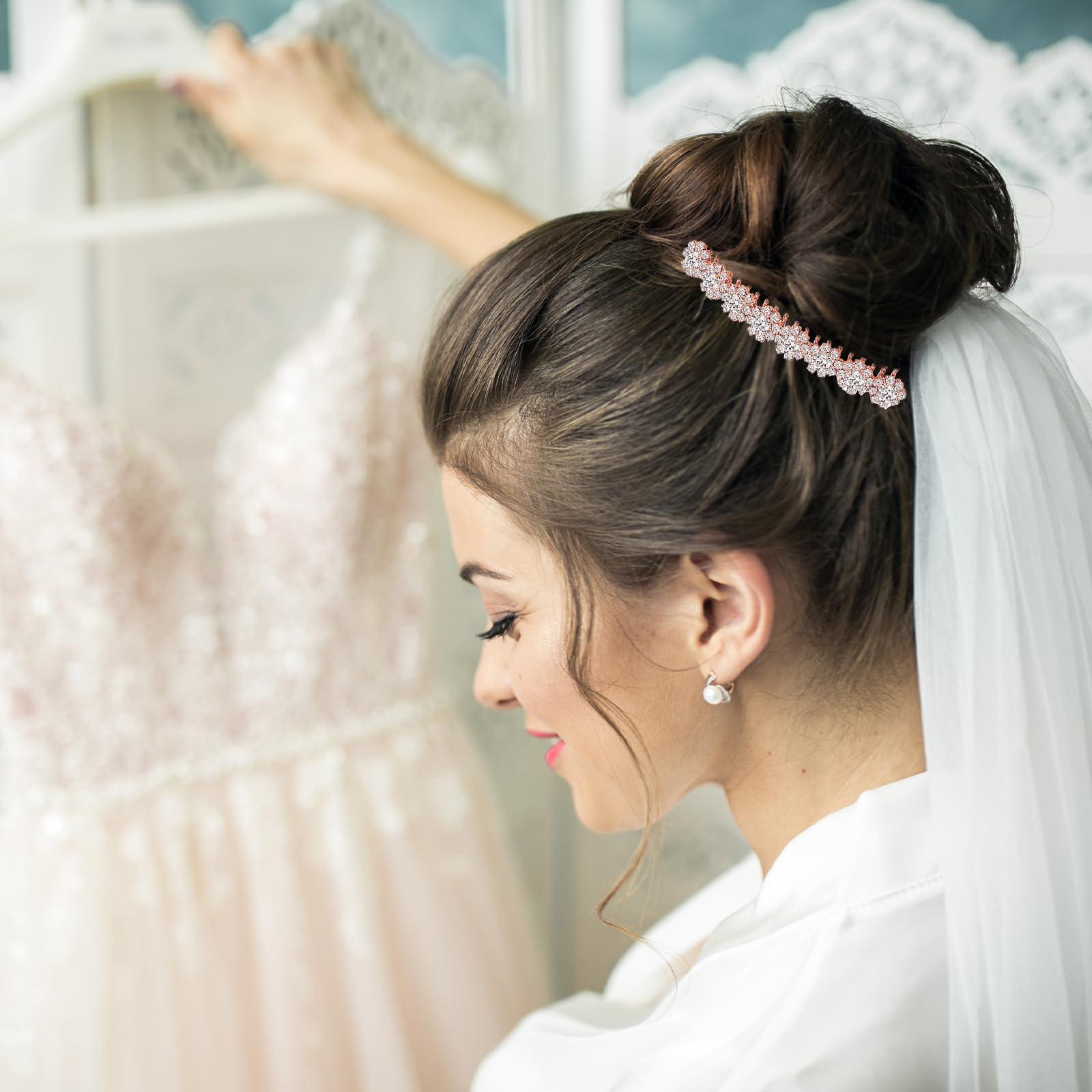 KALIONE 2 Pieces Rhinestone Hair Side Comb 20 Teeth Decorative Hair Combs Side Rhinestone Crystal Bridal Wedding Comb Bridal Jewelry Hair Clips Combs Hair Accessories for Women and Girls