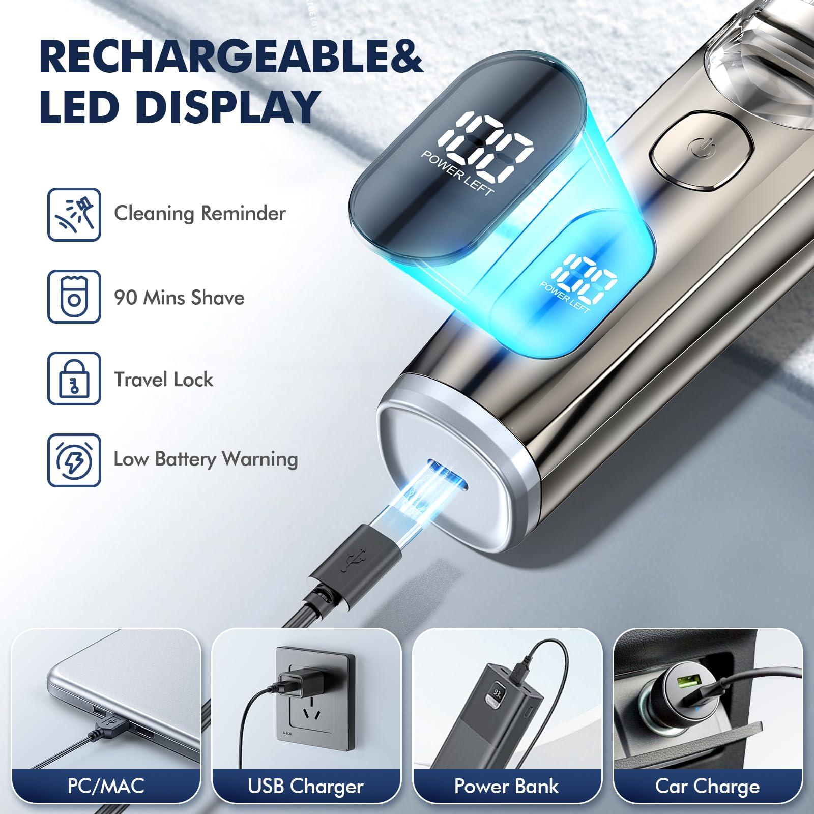 VivaEase VivaEase Vacuum Beard Trimmer for Men, Upgrade Adjustable Length with 2 Comb, Electric Vacuum Trimmer for Beard, Mustache and Stubble, Waterproof and Rinses Easy, High Precision Blades for Skin fit