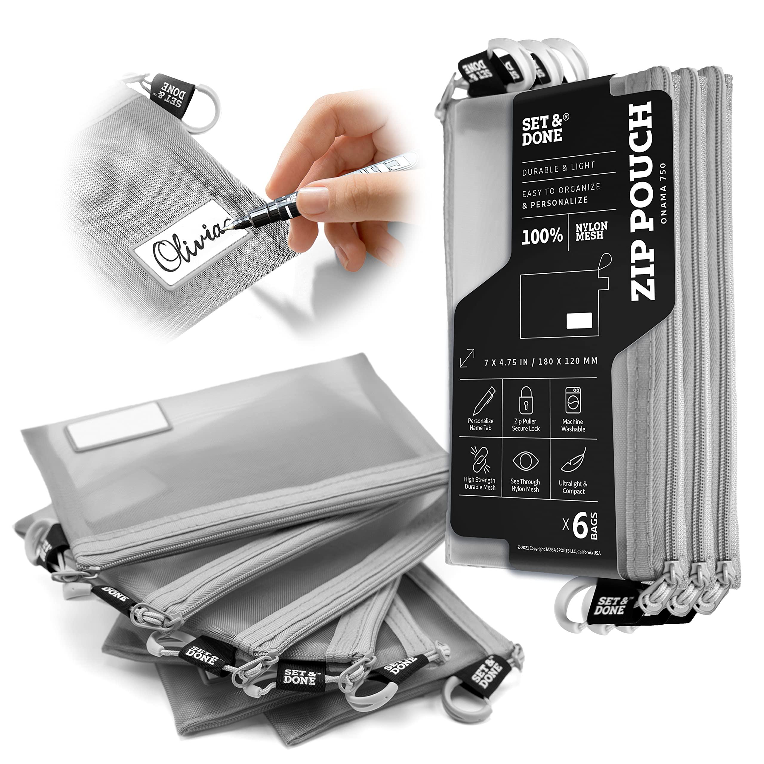 Set & Done Set & Done Mesh Cosmetic Pouches - Mesh Makeup Bags, Zipper Pouch for Office or Travel Accessories - Organizers for Small Items Makeup Lipstick, Toiletries (6 Pieces - Grey)