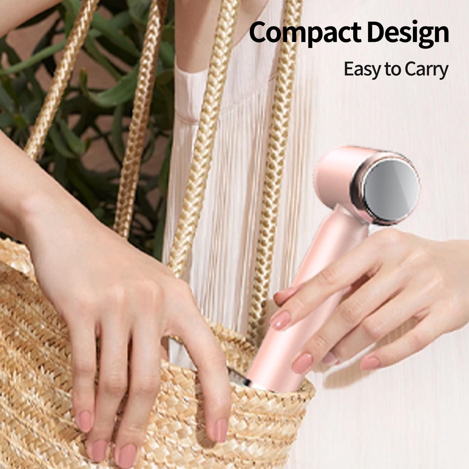 ViQure VIQURE Electric Facial Cleansing Brush,8-in-1 Face Cleansing Brush with Hot & Cold Compress, 6 Brush Heads, 3 Spin Speeds, Waterproof face Scrubber for Exfoliating, Deep Cleansing,Massaging (Pink)