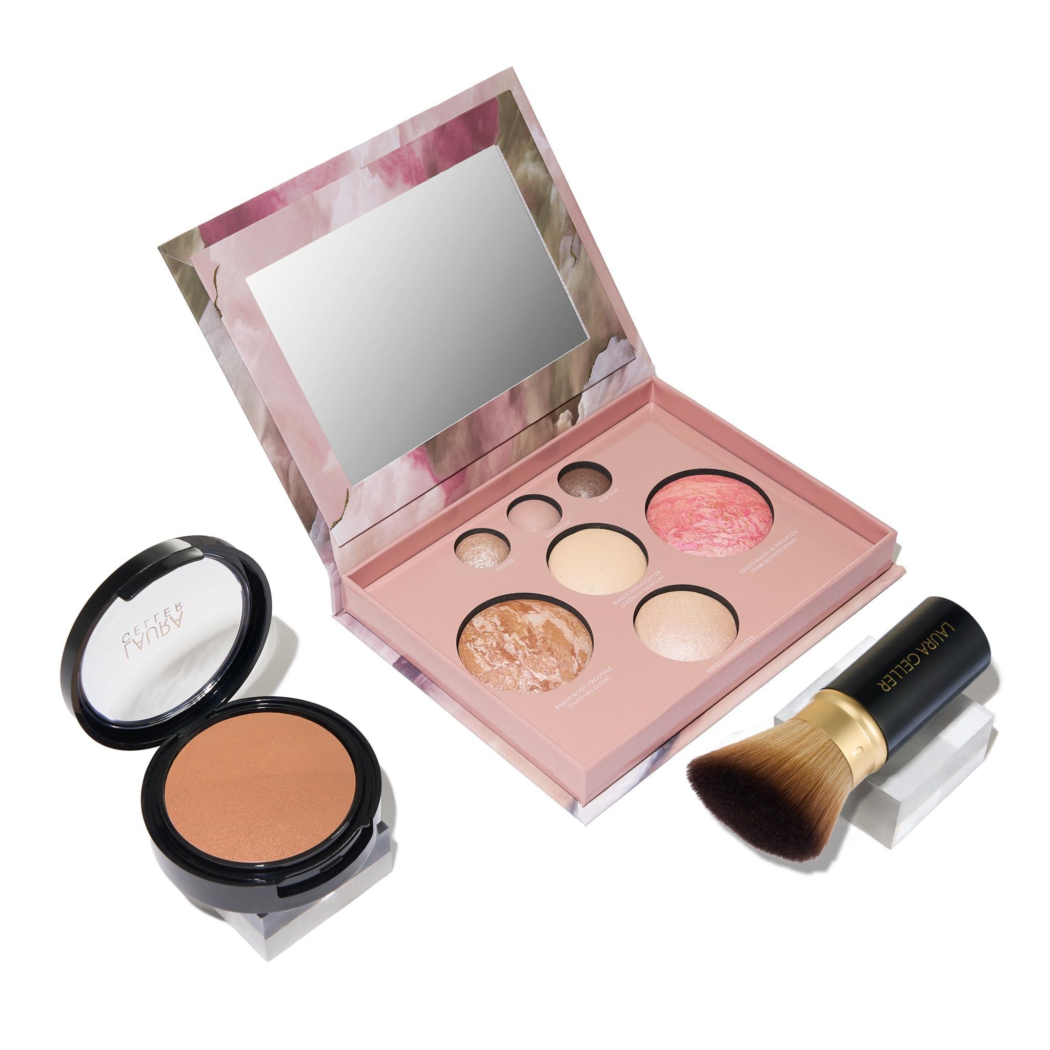 LAURA GELLER NEW YORK LAURA GELLER NEW YORK Baked Starter Kit - Full Coverage: Double Take Powder Foundation, Toffee and Best of the Best Face Palette and Retractable Angled Kabuki Brush