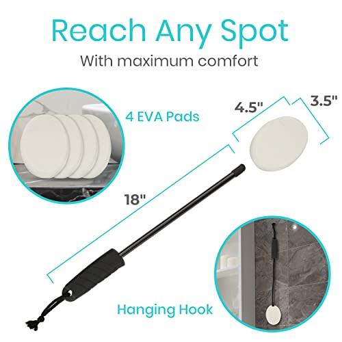 Vive Vive Bendable Lotion Applicator for Your Back - Easily Apply Sunscreen, Self Tanner, Moisturizer, & Cream to Feet, Back, & Body - Long Handled Shower Wand Brush for Women & Men - Reusable, Washable