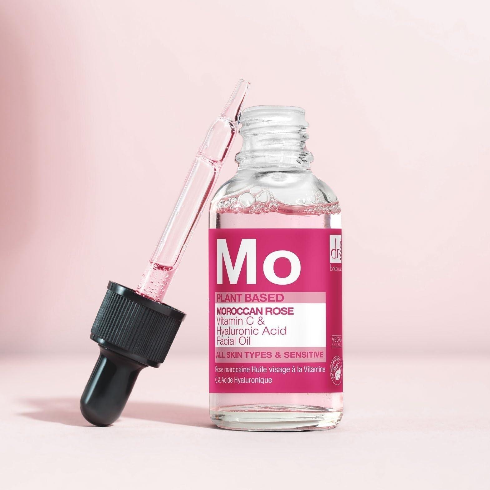 Dr Botanicals Dr Botanicals Moroccan Rose Oil -With Vitamin C & Hyaluronic Acid Anti-Ageing, Brightening & Hydrating Water-Based Serum - Glow-Boosting Facial Oil for Radiant Skin Made in UK 30ml