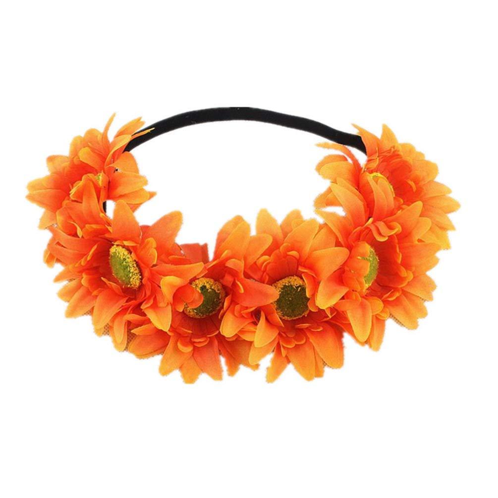 TENDYCOCO 4pcs Hawaiian Headband Sunflower Headband Yellow Headband Orange Headband Colorful Headband Holiday Garland Sun Flower Headgear Hair Accessories Wreath Vacation Hair Ring