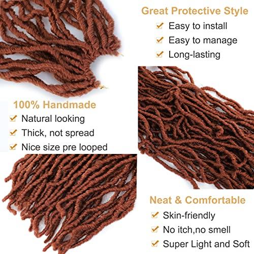 Alrence Faux Locs Crochet Hair Copper Red Soft Locs 30 Inch 7 Packs Ginger Long Crochet Locs Goddess Locs Natural Synthetic Pre looped Crochet Braids For Butterfly Locs (30 Inch (Pack of 7), 350#)