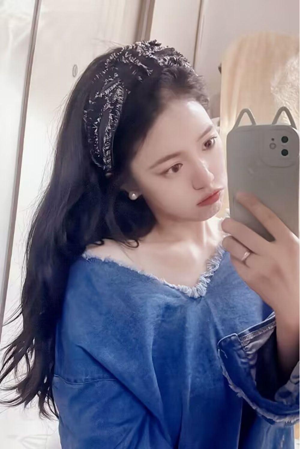 Xiaocao8 Xiaocao8 2/3 pcs Jean Denim Headbands for Women and Girls Knot Hair Bands Cloth Knotted Blue Headbands, Fashion Headwear for Women, Mujer Hair Accessories (3pcs)