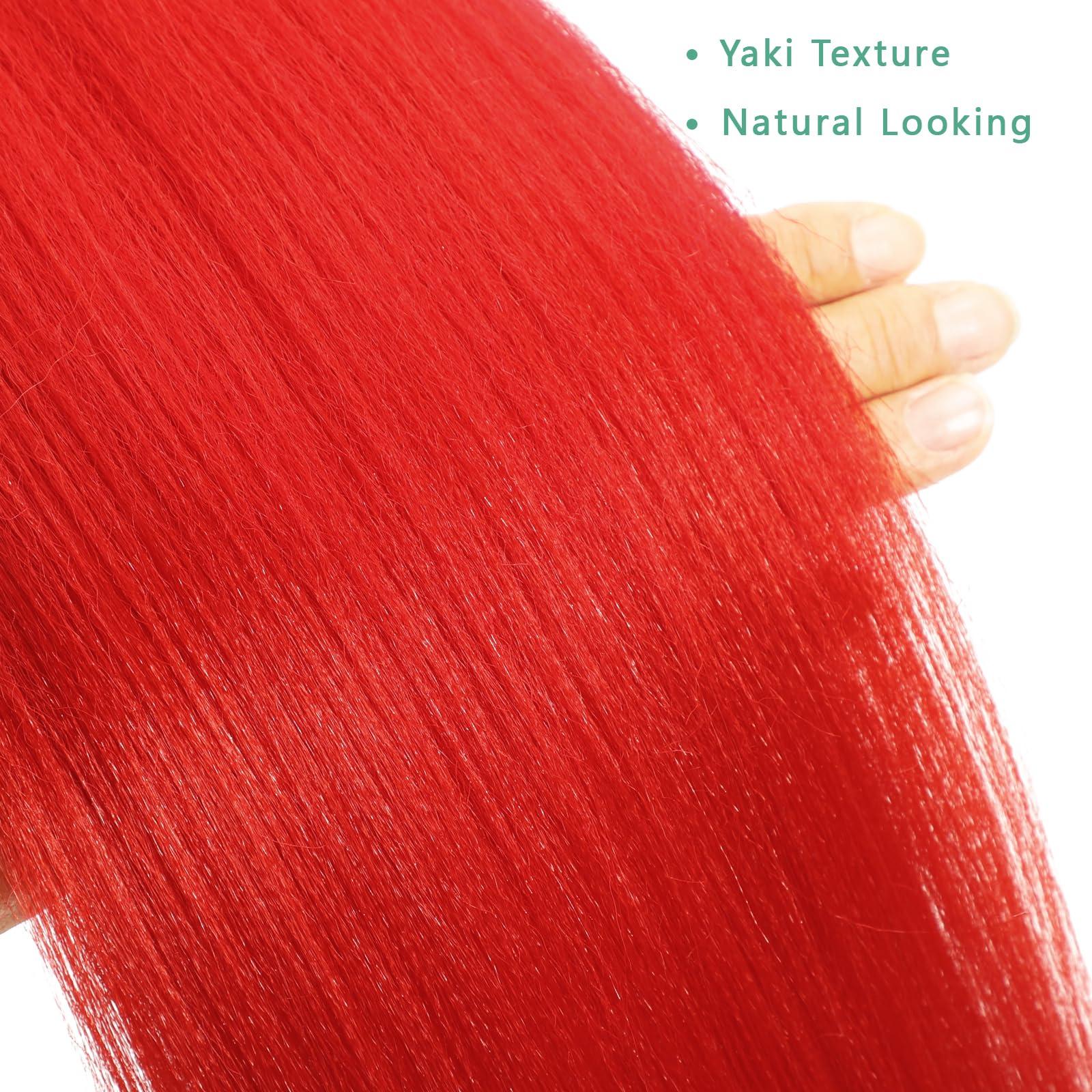 Dilekay Dilekay Prestretched Braiding Hair Red Hair for Braiding 28 Inch Long Braids Hair Extensions 6 Packs Soft Yaki Straight Pre Stretched Braiding Hair Red Braid in Hair Extensions