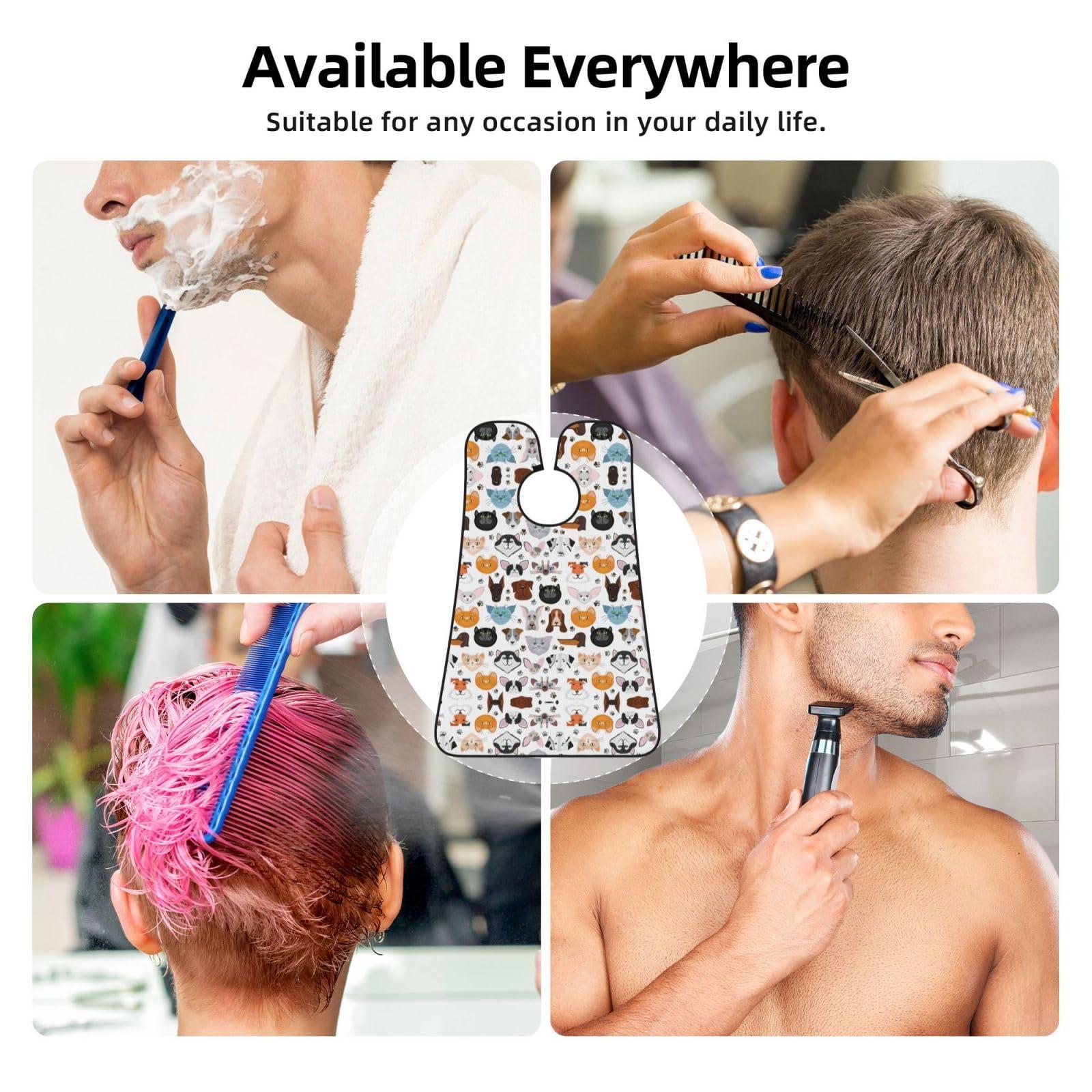 YQxwJL YQxwJL Cat And Dog Faces Bulldog Beagle Labrador Print Beard Bib Beard Apron Beard Hair Catcher For Men Shaving Waterproof Beard Cape