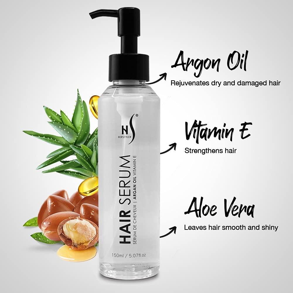HerStyler HerStyler Argan Oil Serum for Hair - New Packaging - Hair Serum for Dry Damaged Hair - Anti Frizz Hair Serum - 5.07 Fl Oz / 150 Ml