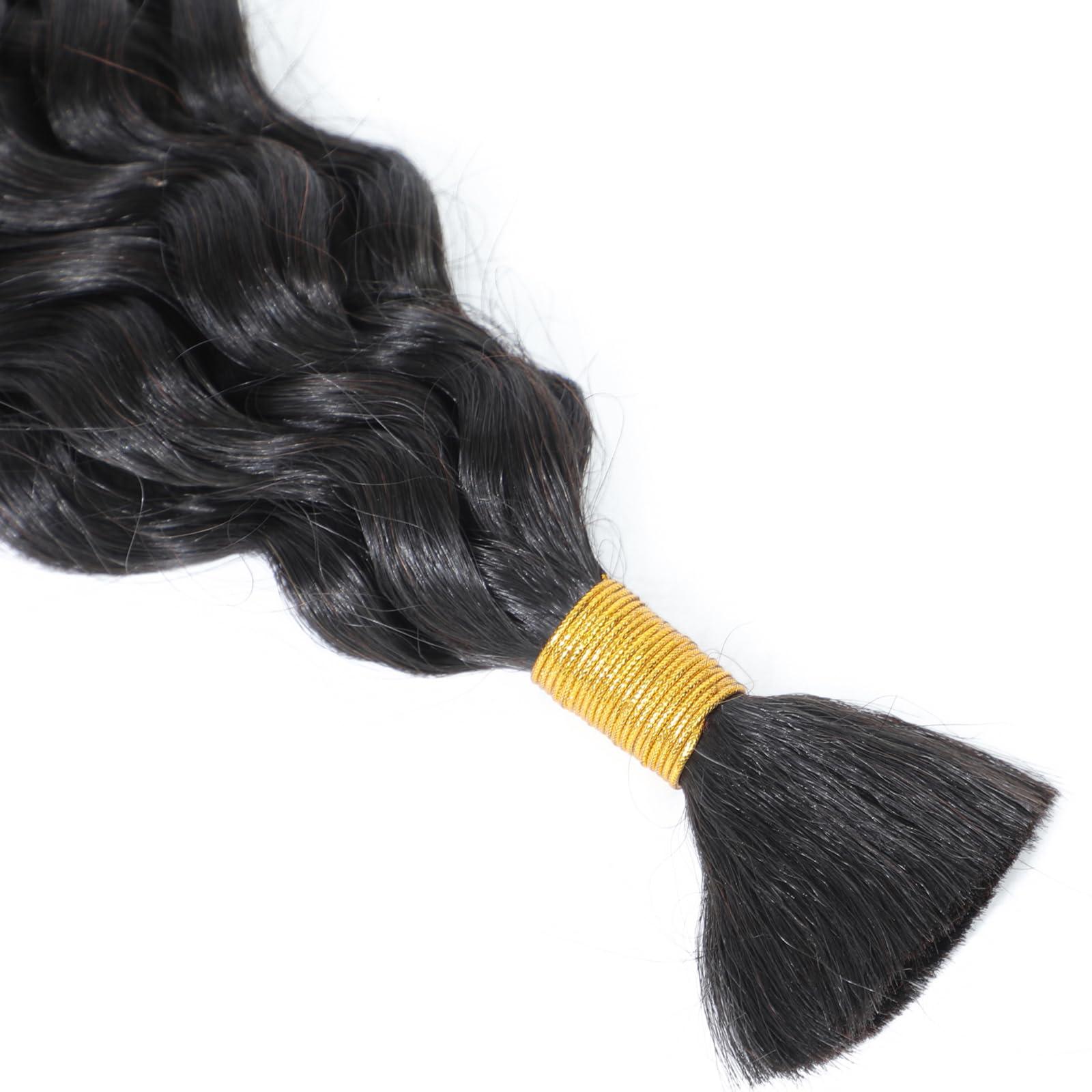 Adette Human Braiding Hair Water Wave Bulk Human Hair for Braiding 50g 1 Bundle/Pack No Weft Human Hair Bundles for Braiding Micro Human Braiding Hair for Boho Braids (16\")