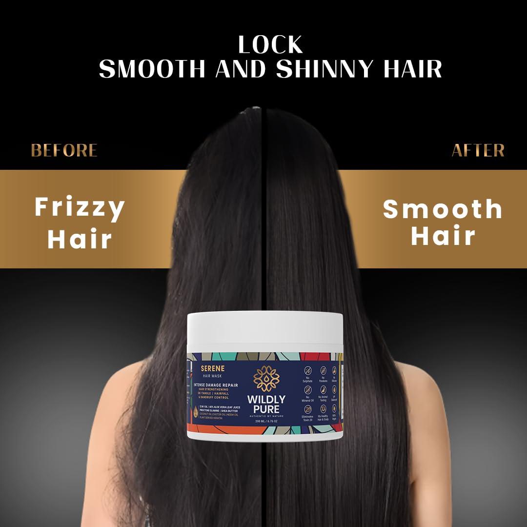 YMPIGOY YMPIGOY Wildly Pure Plant Keratin Spa Hair Mask for Dry Frizzy Hair | 40% Aloe SheaButter | Argan Myrrh Olive & 9 More Oils | Toxin 20 Free No Paraben Silicone 200ml [Serene]