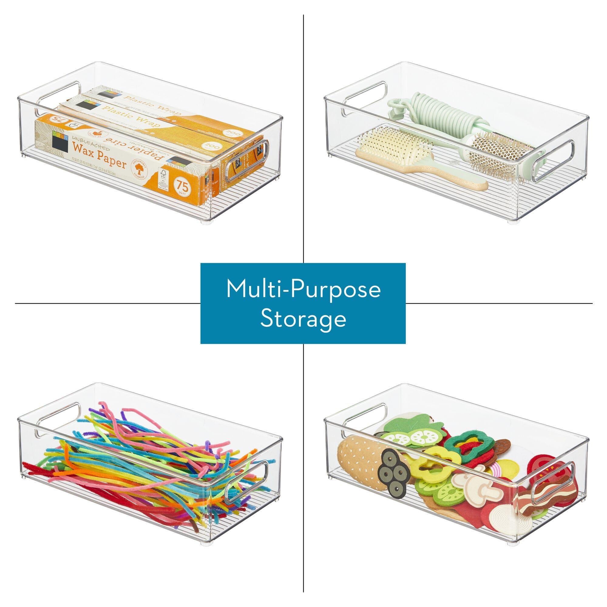 iDesign iDesign Stackable Bathroom Storage Bin with Handles for Makeup and Accessories, Clear, Made in USA