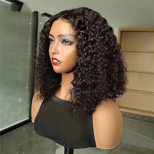 ISEE ISEE Hair Wear and Go Glueless Wigs Bob Wigs Human Hair Pre Plucked Water Wave Lace Front Wigs Human Hair Upgraded No Glue Transparent Lace Closure Wigs Human Hair for Women Natural Black 10 Inch