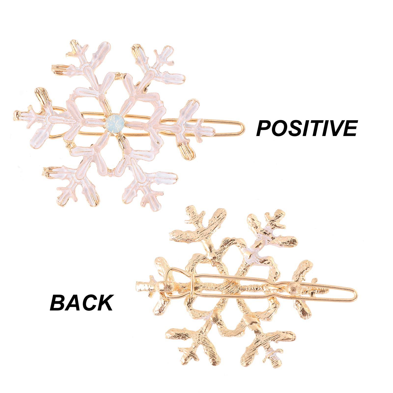 Lurrose 4Pcs Snowflake Hair Clips Christmas Snow Bobby Pins Alloy Pins Xmas Hair Accessories Party Favors