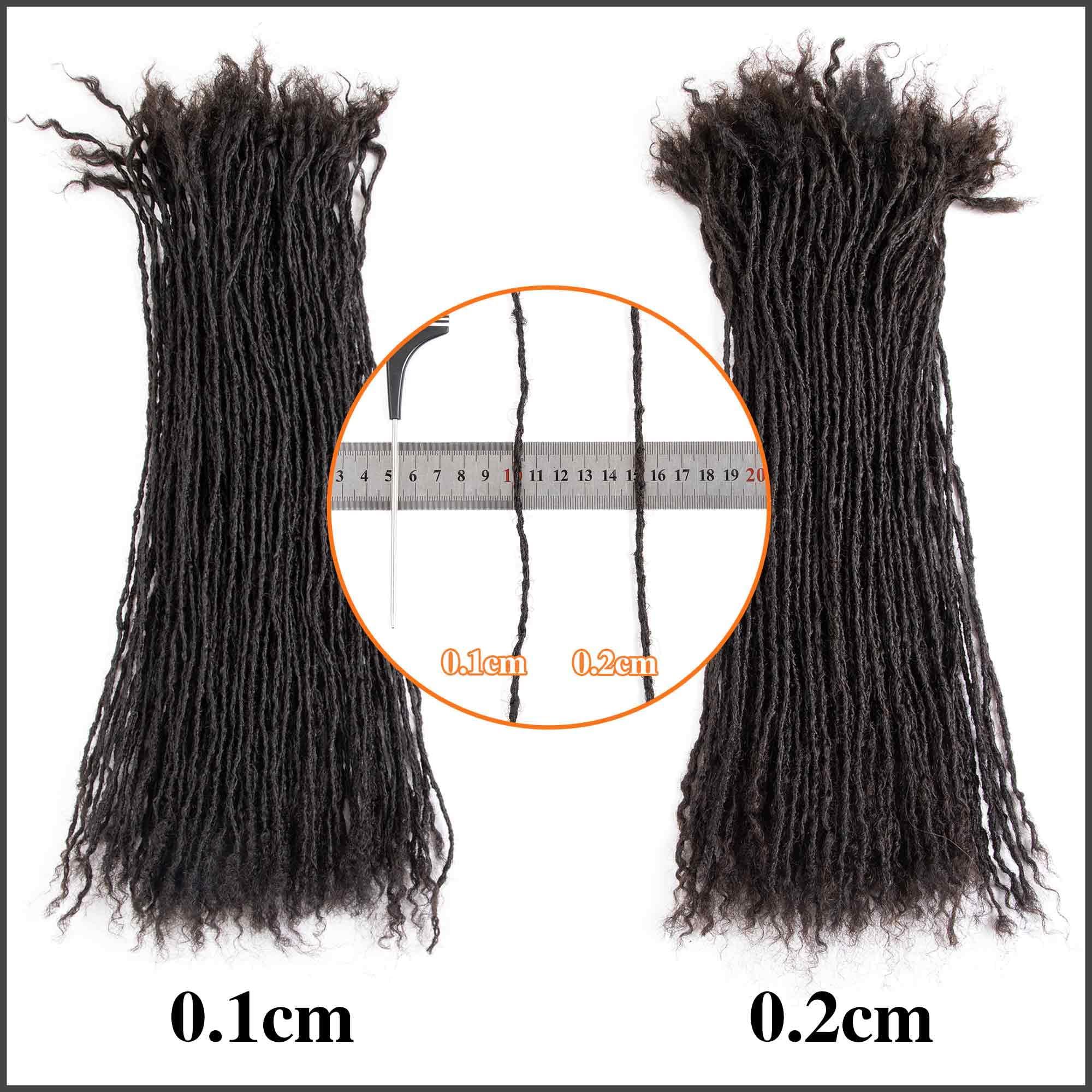 originea Originea 8-18 Inch 0.1 Thickness Curly Tips Interlocked sisters Locs 100% Real Human Hair Micro loc Extensions Permanent Dreadlock Extensions Natural Looking Locs (1B# 0.1cm, 12 Inch 70 Strands)