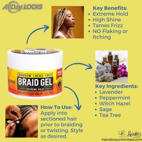 AllDay Locks AllDay Locks Braid Gel (5 oz) & Braid Foam (8 oz) Bundle | Extreme Hold, Easy to Use, No Flaking | Style, Shine, Frizz Control for Braids, Locks, Twists, Cornrows
