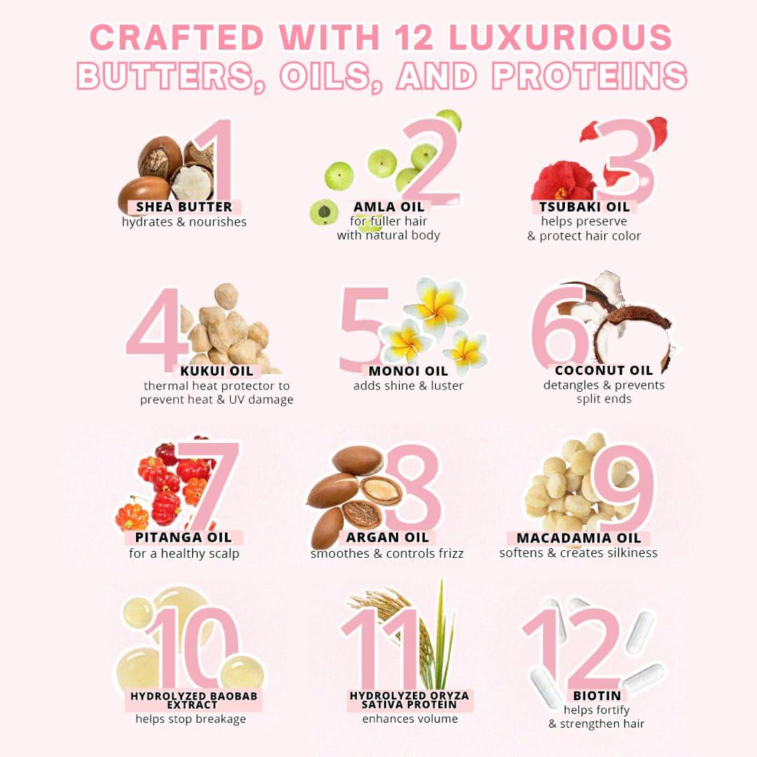 FoxyBae FoxyBae Hair Mask for Dry Damaged Hair and Growth - Overnight Hair Mask Treatment with Biotin & Shea Moisture - 8 Oz, Leave-in Conditioner Spray