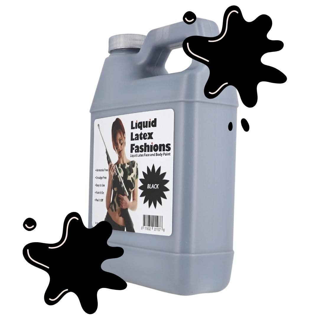 Liquid Latex Fashions Black 32 Oz - Liquid Latex Body Paint, Ammonia Free No Odor, Easy On and Off, Cosplay Makeup, Creates Professional Monster, Zombie Arts