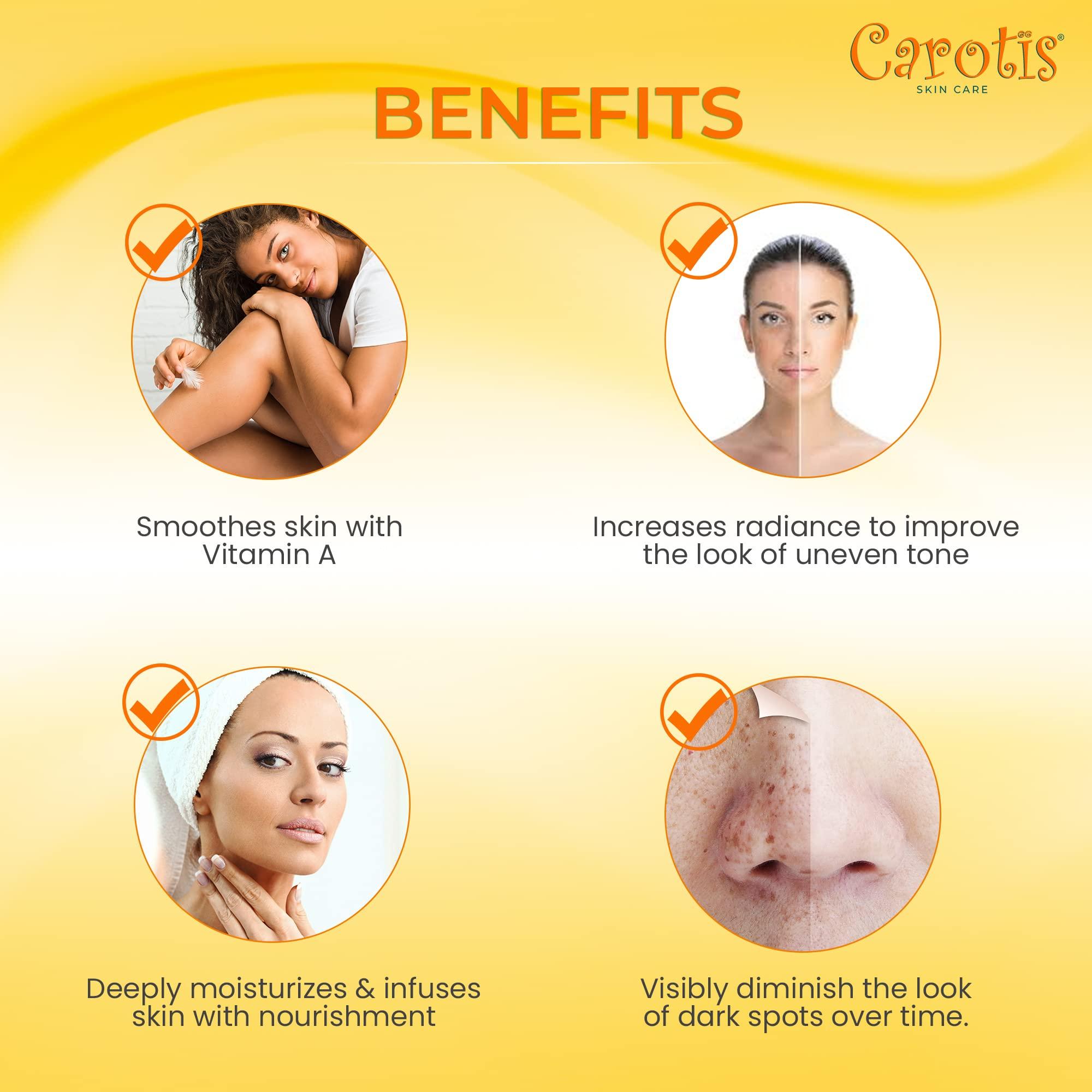 CAROTÏS CAROTS, Skin Brightening Body Lotion 17.6 fl oz / 500ml Helps to Remove Dark Spots, with Shea Butter, Arbutin Complex and Vitamin A