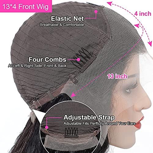 Subella Subella 13x4 Lace Front Wigs Human Hair Pre Plucked with Baby Hair Bleached Knots 10A 180% Density Brazilian Straight Lace Front Human Hair Wigs for Black Women (16inch)