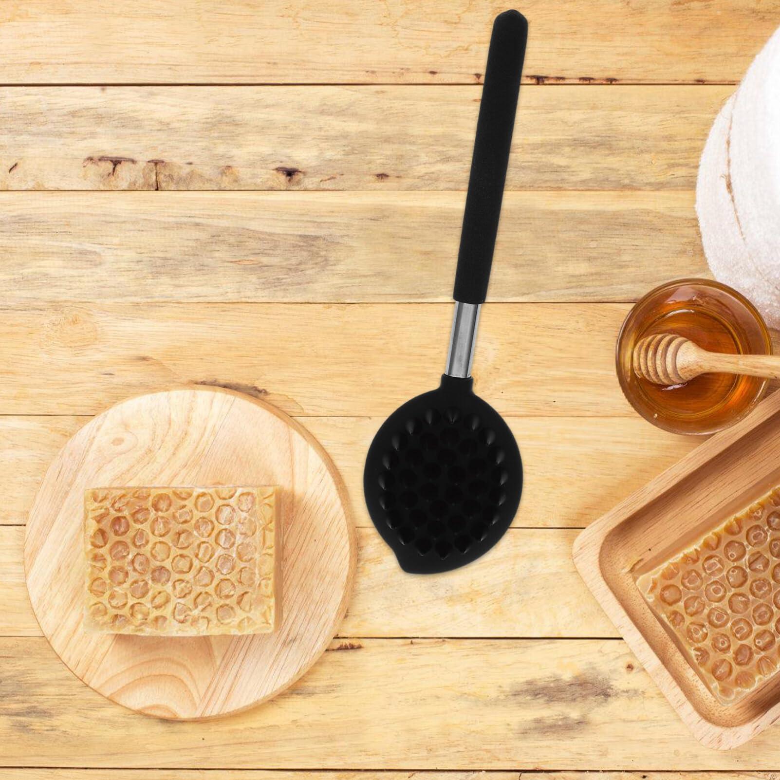 Beavorty Beavorty Exfoliating Body Scrubber Silicone Back Scrubber Retractable Long Handle Bath Body Brush Double Sided Shower Brush Body Exfoliator for Men Women Black Scrubber for Shower