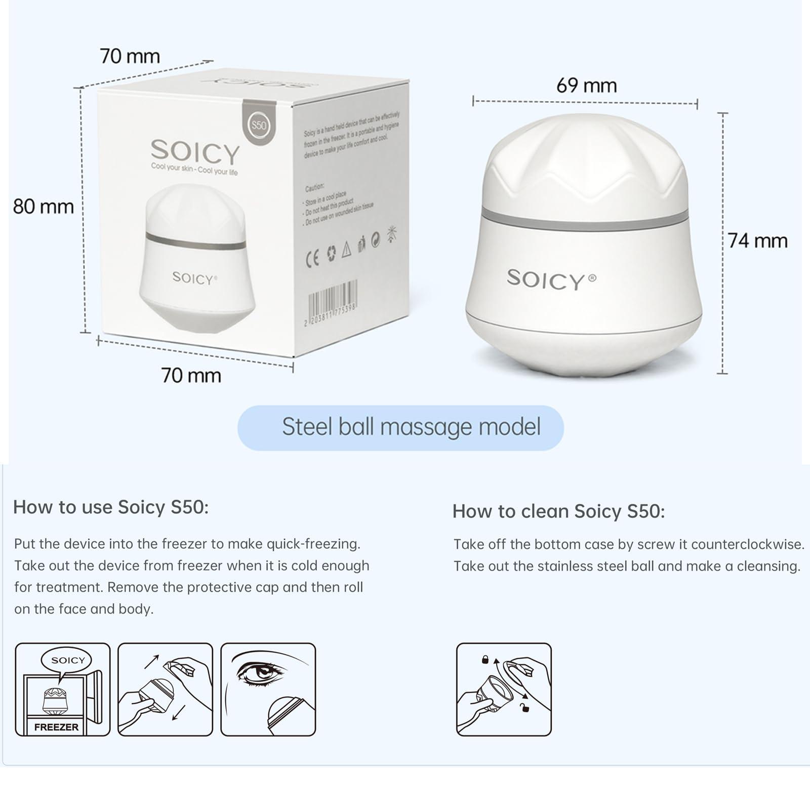 OPENDGO Ice Roller for Face and Eyes Body, Facial Ice Roller 360 Rotating Stainless Steel Ball Face Massager Fitness Cryosphere for Reduces Puffiness, Redness and Pain, Beauty Skin Care Tools