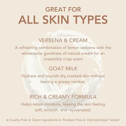 Dionis Dionis Goat Milk Hydrating Skincare Scented Cream, Rich & Creamy Daily Moisturizing Verbena & Cream Body Lotion For Dry Skin, Made in the USA, Cruelty-Free & Paraben-Free, 8.5 oz Bottle