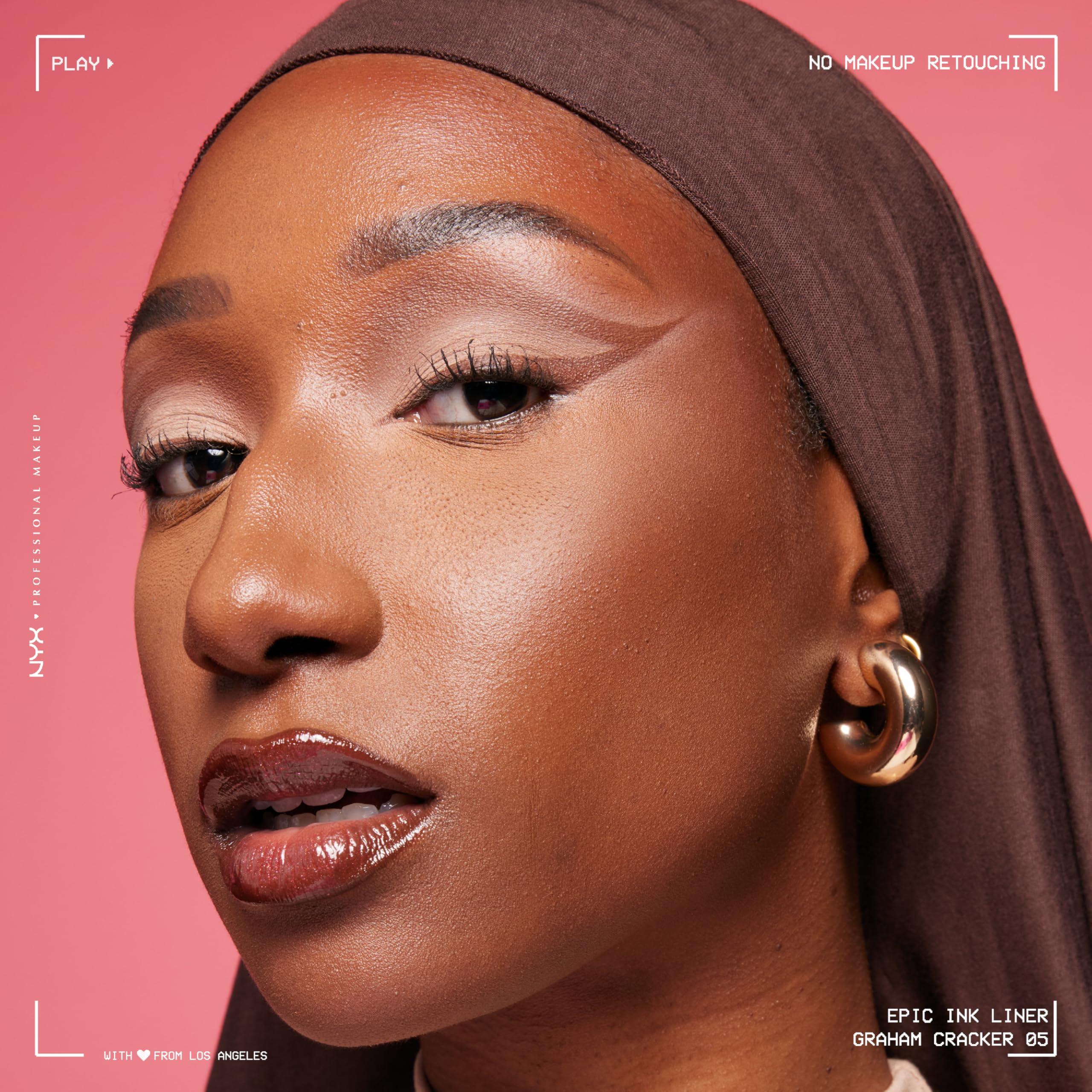 NYX PROFESSIONAL MAKEUP NYX PROFESSIONAL MAKEUP Epic Ink Liner, Waterproof Liquid Eyeliner with Vegan Formula - Graham Cracker (Light Brown Matte)