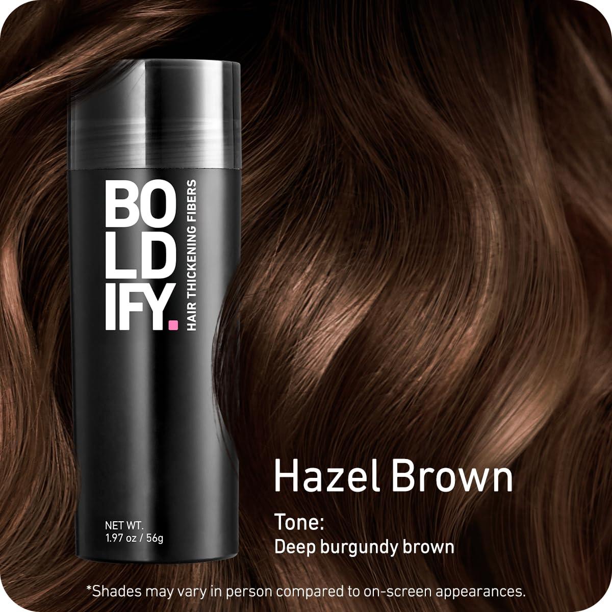 Boldify BOLDIFY Hair Fibers (56g) - Fill In Thinning and Fine Hair for an Instantly Fuller, Thicker Look - 14 Shades for Women & Men - Hazel Brown