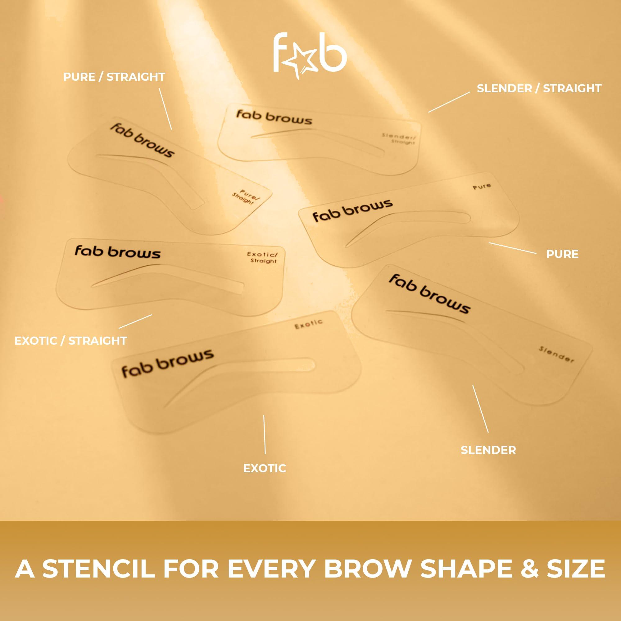 Fab Brows Fab Brows Duo Eyebrow Stencils | 6 Natural-Looking Brow Shapes | Easy Eyebrow Shaper Stencil | Fits All Faces & Sizes | Eyebrow Stencil Kit for Beginners & Professionals | Stencils Only, Cruelty-Free