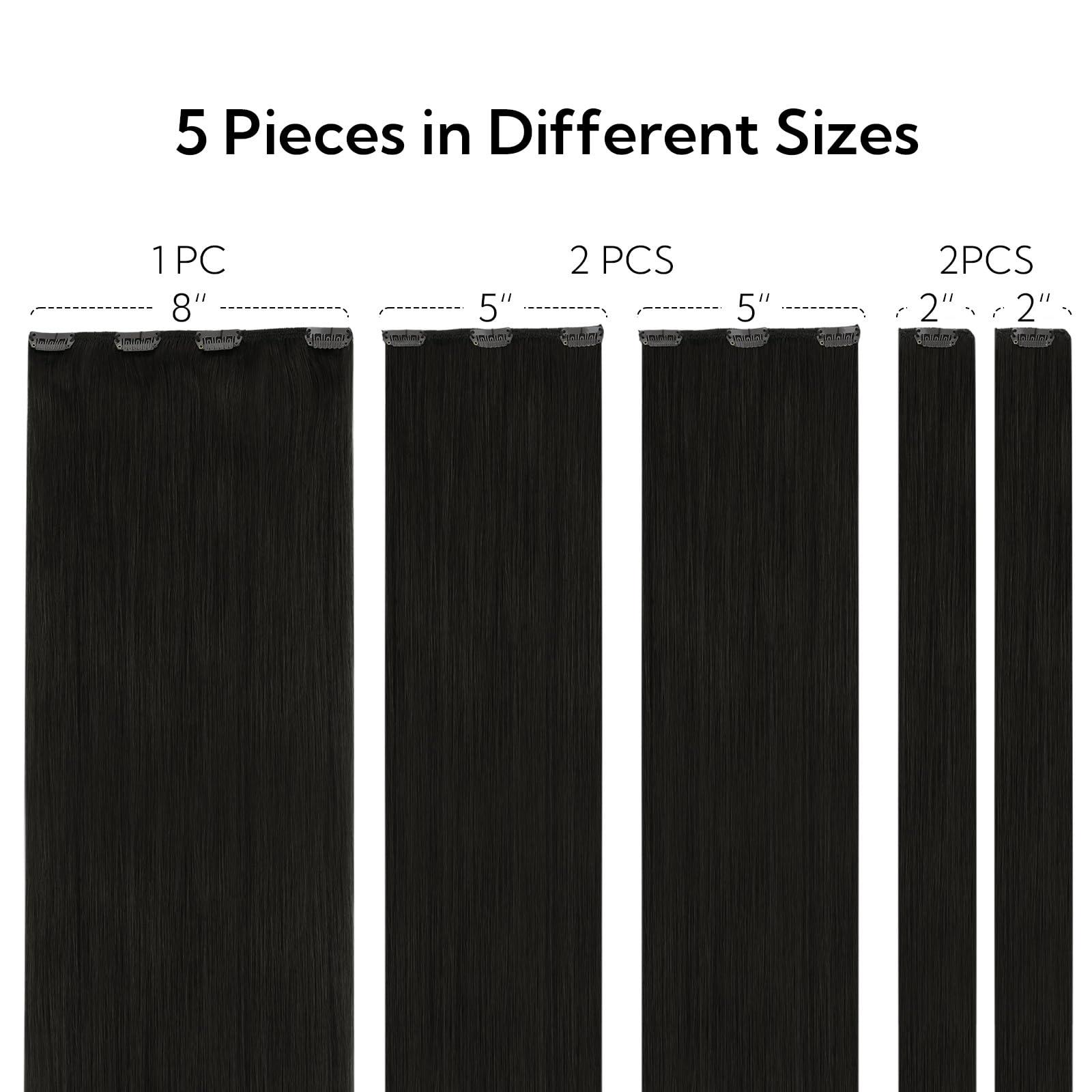 hotbanana HOTBANANA Clip in Hair Extensions, 18 inch 80g 5pcs Natural Black Clip in Hair Extensions Real Human Hair Remy Hair Stright Clip in Hair Extensions