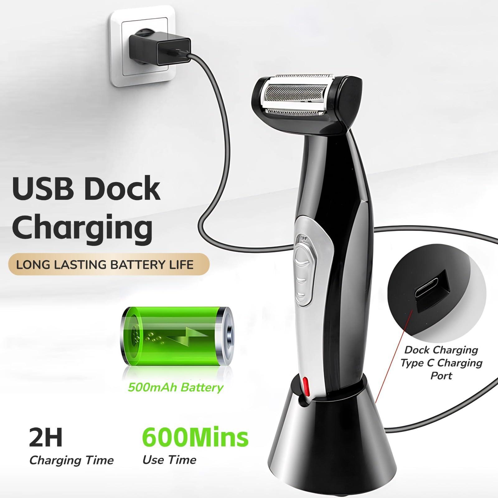 Yoidesu Yoidesu Back Shavers for Men, Body Shaver with Adjustable Extreme Reach Handle, Body Groomers Men\'s Electric Back Shaver with Charging Base, Wet Dry Use Back Groomer