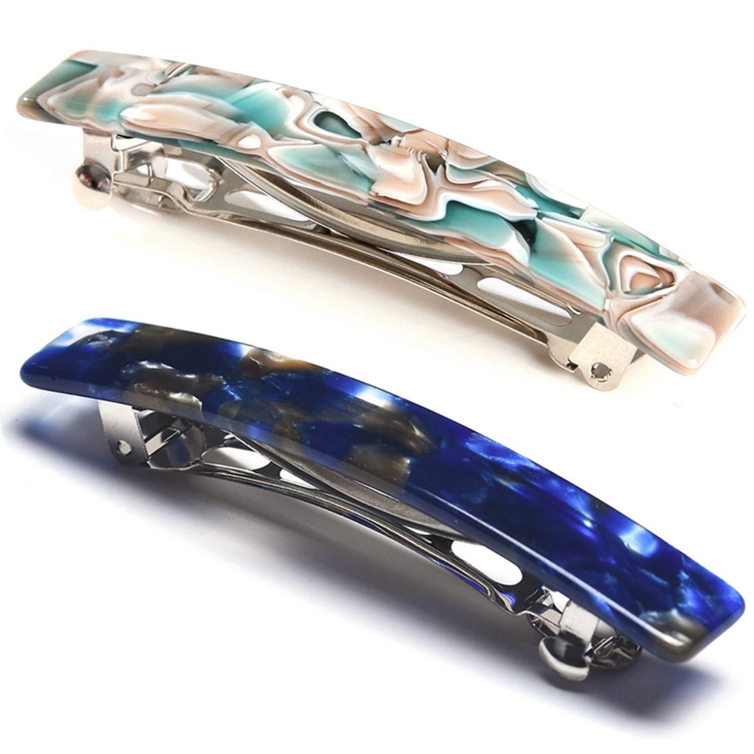 Eyegla 2PCS French Design Hair Barrette Tortoise Shell Celluloid Rectangle Hair Clips for Women
