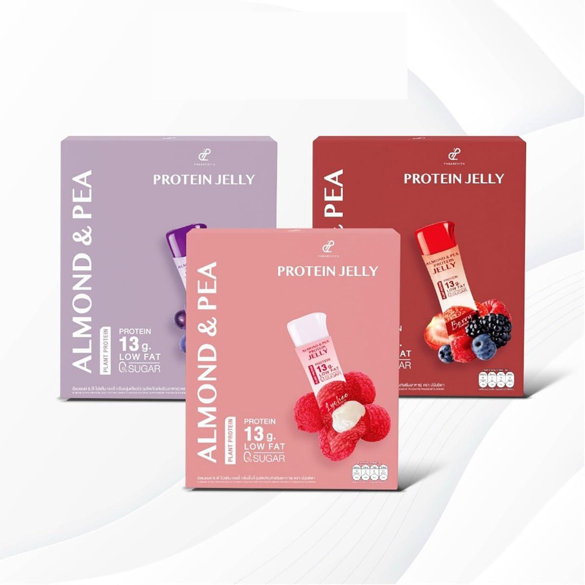 AlmondPeaJelly Almond & Pea Protein Jelly #Berry #Lychee #Grape Extract Moisture Nourish Smooth Skin 10 Sachets/Box (35 Grams x 10 Sachets) By Thaigiftshop [Get Free Tomato Facial Mask]