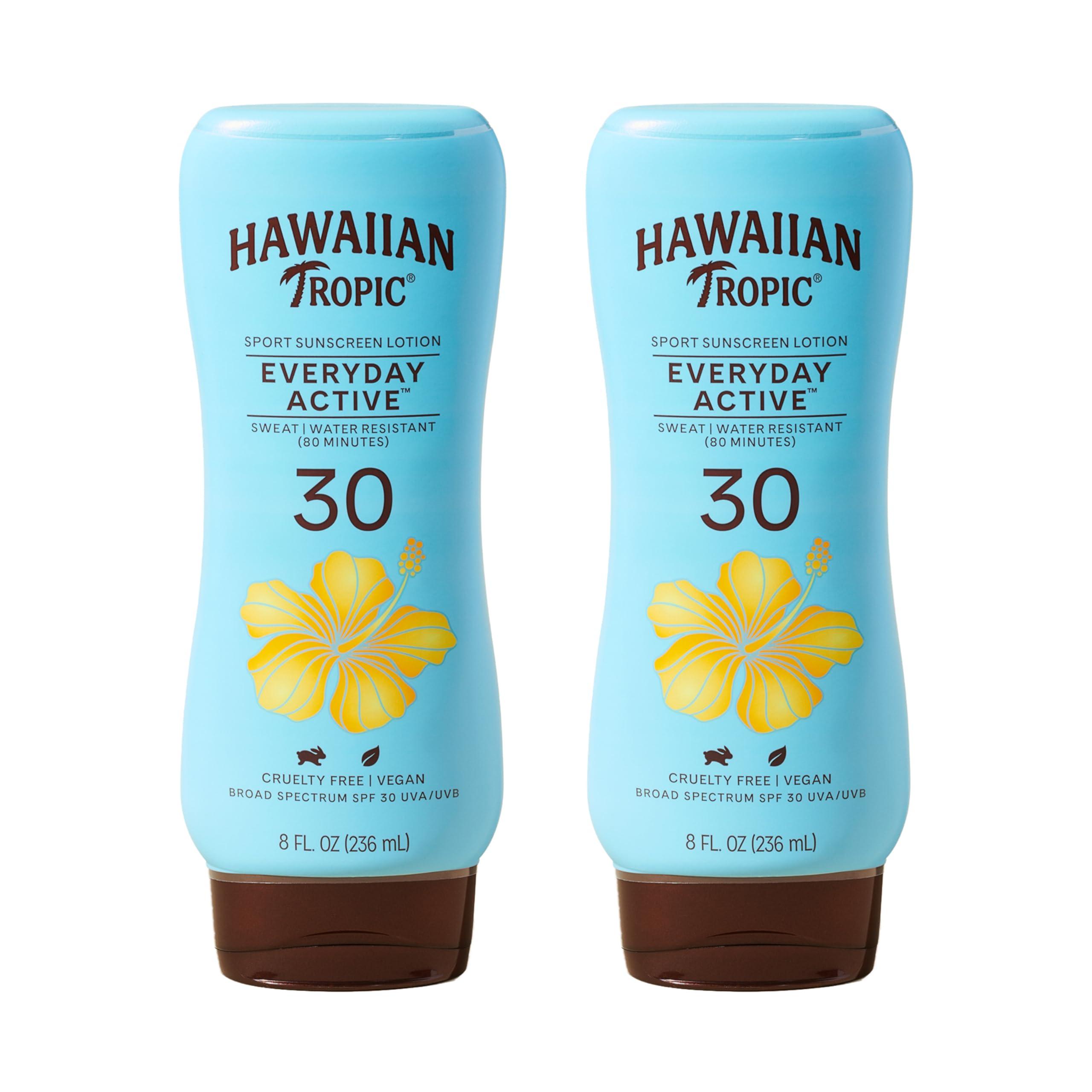 Hawaiian Tropic Hawaiian Tropic Everyday Active Lotion Sunscreen SPF 30, 8oz Twin Pack | Hawaiian Tropic Sunscreen SPF 30, Sunblock, Oxybenzone Free Sunscreen, Broad Spectrum Sunscreen Pack, 8oz each
