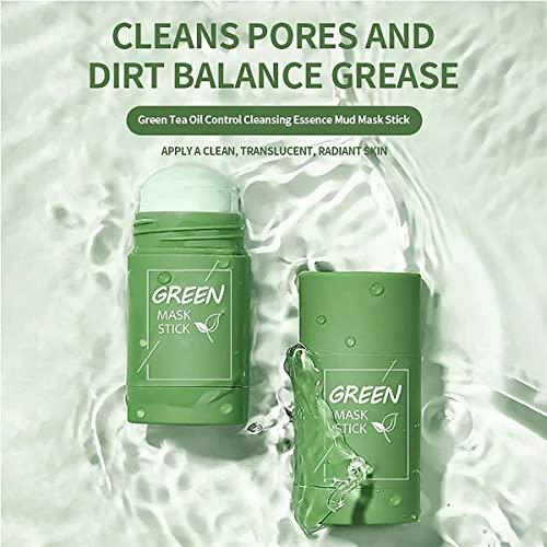 MoriAction Sheneco Green Mask Stick, Whalegrass Green Mask Stick, Poreless Deep Cleanse Green Tea Mask, Green Tea Deep Cleanse Mask Stick, Blackhead Remover, Adjust Water Oil Balance Mud Apply Mask (3pcs)