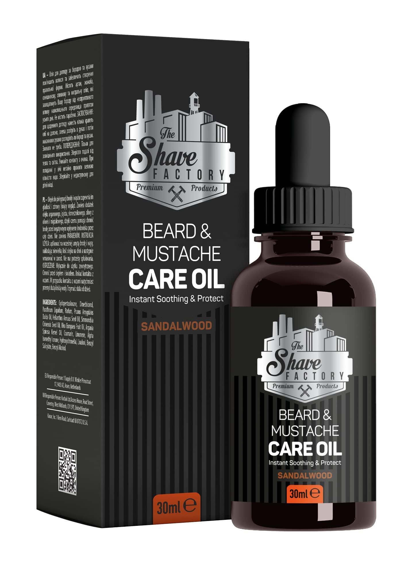 the shave factory the shave factory Beard&Mustache Care Oil with Sandalwood - Product For Professional Barbers and Traditional Shaving & Grooming Enthusiasts (30 ml(1 fl. oz))