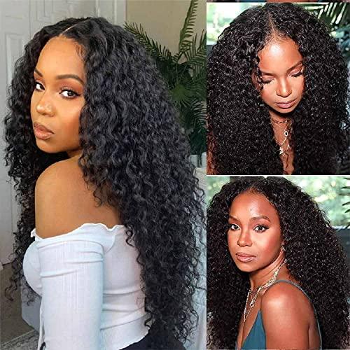 Domiso Domiso 24 Inch Curly V Part Wig Human Hair No Leave Out Thin Part Wig Glueless Wigs Human Hair Pre Plucked U part Wig Beginner Friendly No Sew in No Glue 180% Density