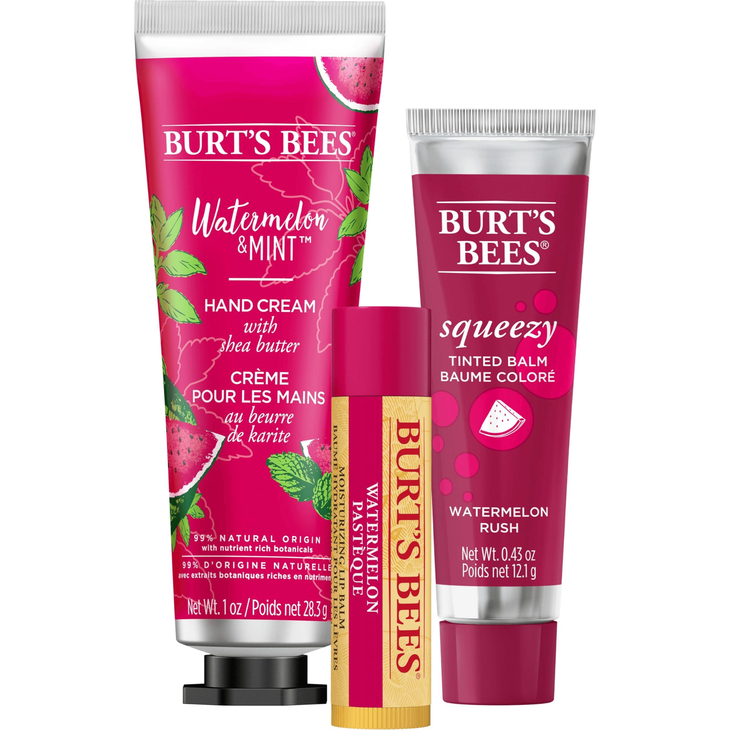 Burt's Bees Burt's Bees, 3 Lip Care Products, Squeezy Trio Tinted Lip Balm Set, Berry Sorbet, Sweet Peach & Watermelon Rush