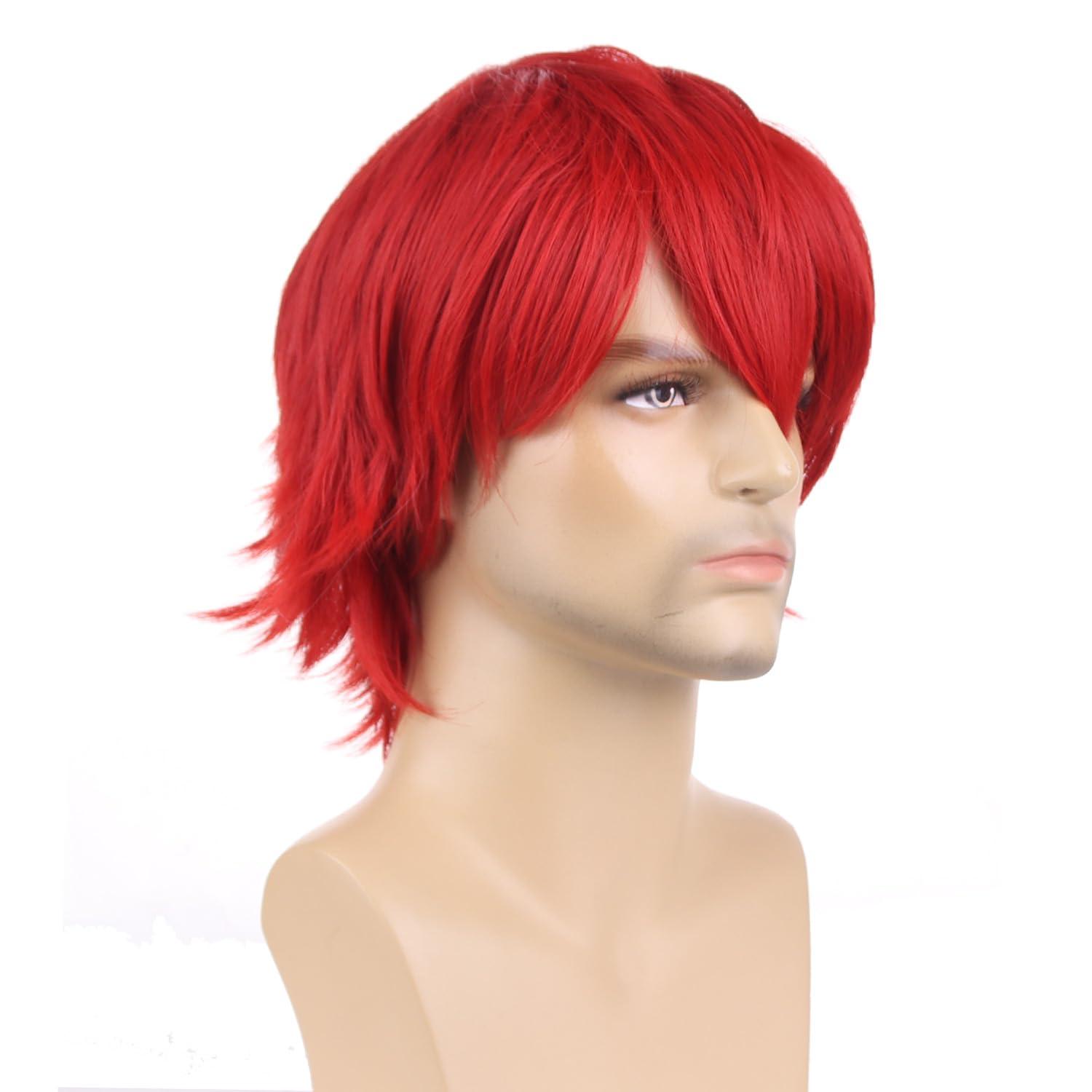 RightOn RightOn 12 Inches Red Wig Short Red Costume Wig Red Wigs for Man and Woman Cosplay Party