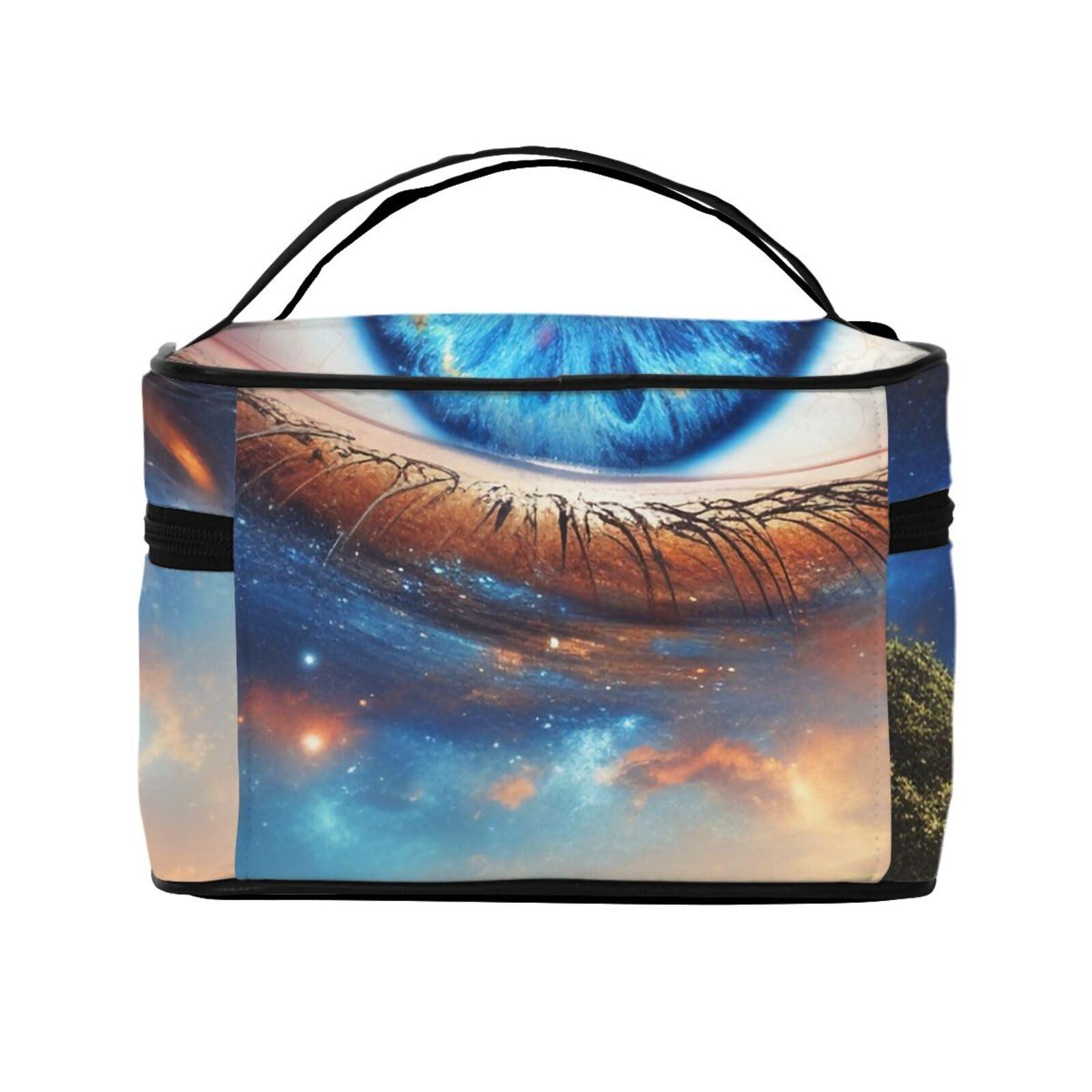 QASDFGHR QASDFGHR Small Blue Galaxy Earth Print Makeup Bag,Travel Cosmetic Bag with Zipper for Women Square Make Up Bags Organizer